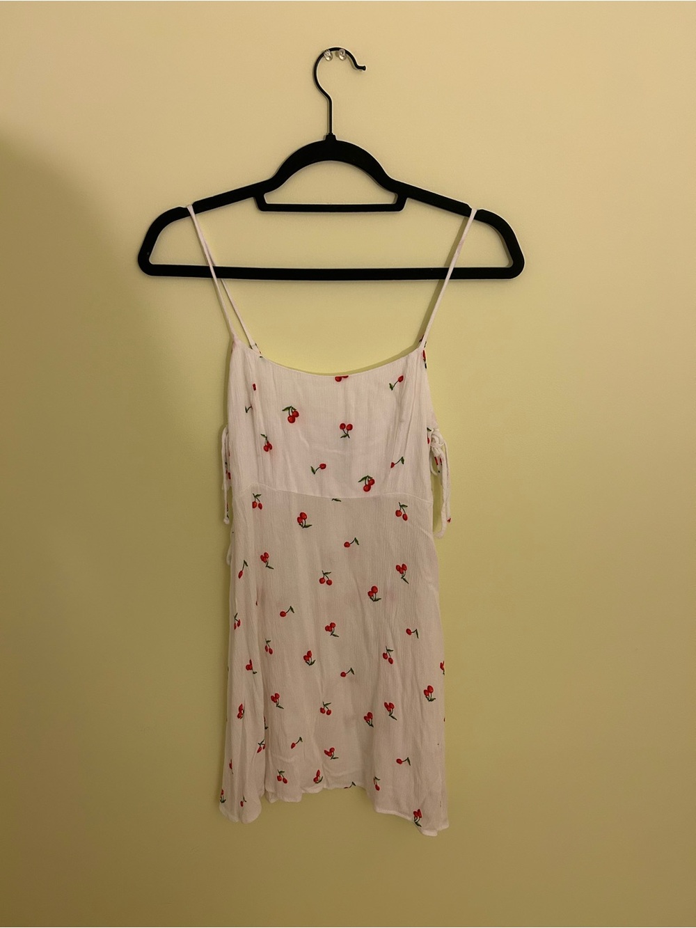 Free People White Mini Dress with Red Cherry Print